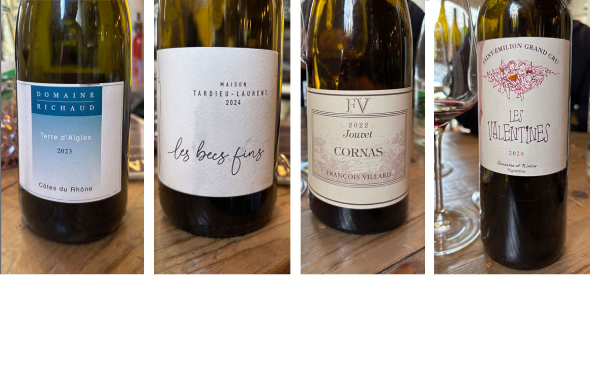 Les vins : Domaine Richaud, Maison Tardieu-Laurent, François Villard Cornas, les Valentines
