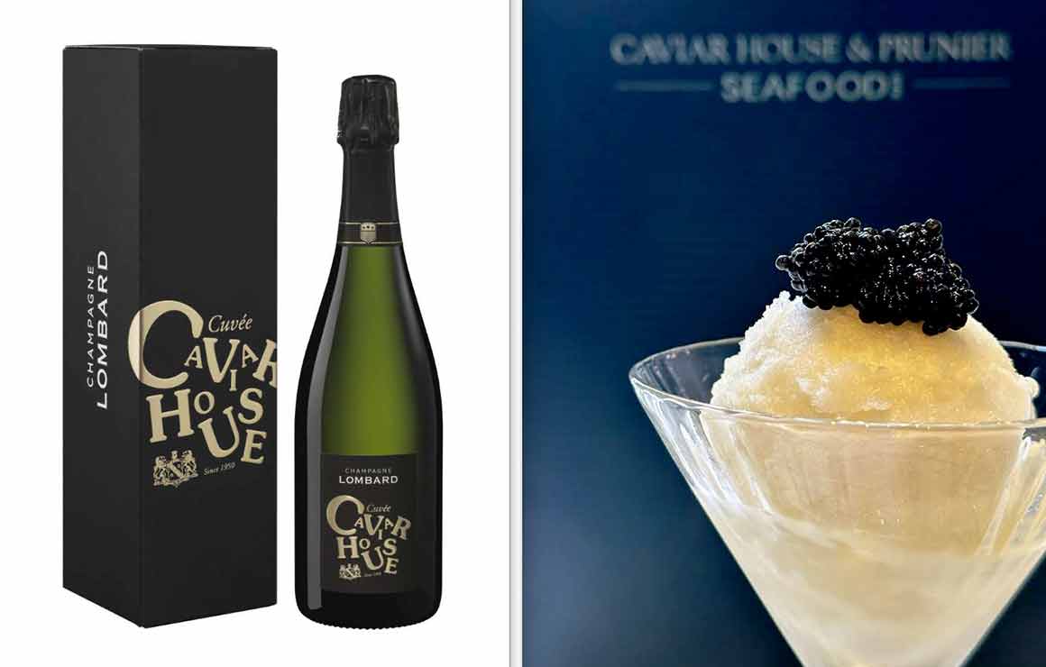 Champagne, sorbet et Caviar Prunier