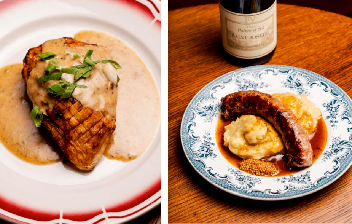 Club Cochon ris de veau saucisse purée